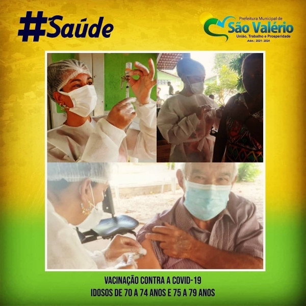 Vacinação Contra a Covid-19 em São Valério Atende Idosos de 70 a 74 anos e 75 a 79 anos!