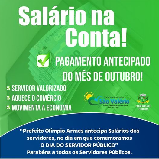 Prefeitura Antecipa Pagamento dos Servidores no DIA DO SERVIDOR PÚBLICO!