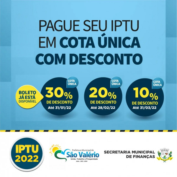 Prefeitura Disponibiliza até 30% de Desconto Para Pagamento do IPTU!